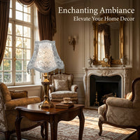 Light Shade with Beaded Trim for Ceiling and Table Lamps, Textile Lampshade for Living Room Decor and Bedroom