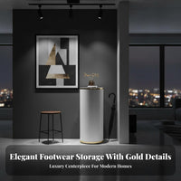 Cylindrical Shoe Rack Rotating Shoe Cabinet Vertical Shoe Storage Tower Spinning Shoe Tower Steel Construction Modern Minimalist Home Suitable for Entryway Hallway Apartment
