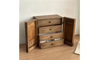 Tabletop Jewelry Cabinet Rustic Jewelry Cabinet with Drawers Enclosed for Dresser, Vanity