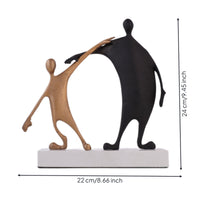 Human Figure Sculpture Textured Statue with Black Base Gold for Home Decorators