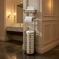 Toilet Tissue Holder with Storage Free Standing for Apartment, Guest Room