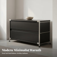 Modernist Design Media Console Versatile Use Wood and Steel TV Cabinet Sturdy Construction TV Stand with Storage for Apartment Dwellers, Adults