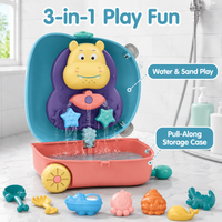 7PCS Bathtub Toys for 0-3 Years, Kids Bath Set with Storage Bag, Educational Learning Water Play Sand Play Toys