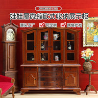 1:12娃娃屋dollhouse微缩家具摆件木质手工艺品欧式收纳展示柜子