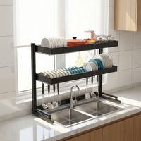 Dish Rack and Dish Drainer with Utensil Holder, 2-Tier Over Sink Kitchen Sink Organiser