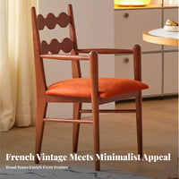 Cane rear Armchair French and designd Dining Chair With Armrests Upholstered pad for Adults, residents, Study, Kitchen, Cafe