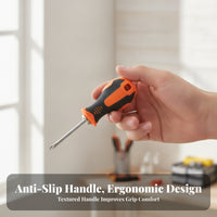 Textured Grip Mini Screwdriver Chrome Vanadium Steel Short-Handle Screwdriver for Tight Confined Areas