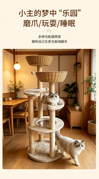 多猫适用猫爬架 多层跳台设计 猫窝猫抓柱组合 家用猫咪娱乐设施