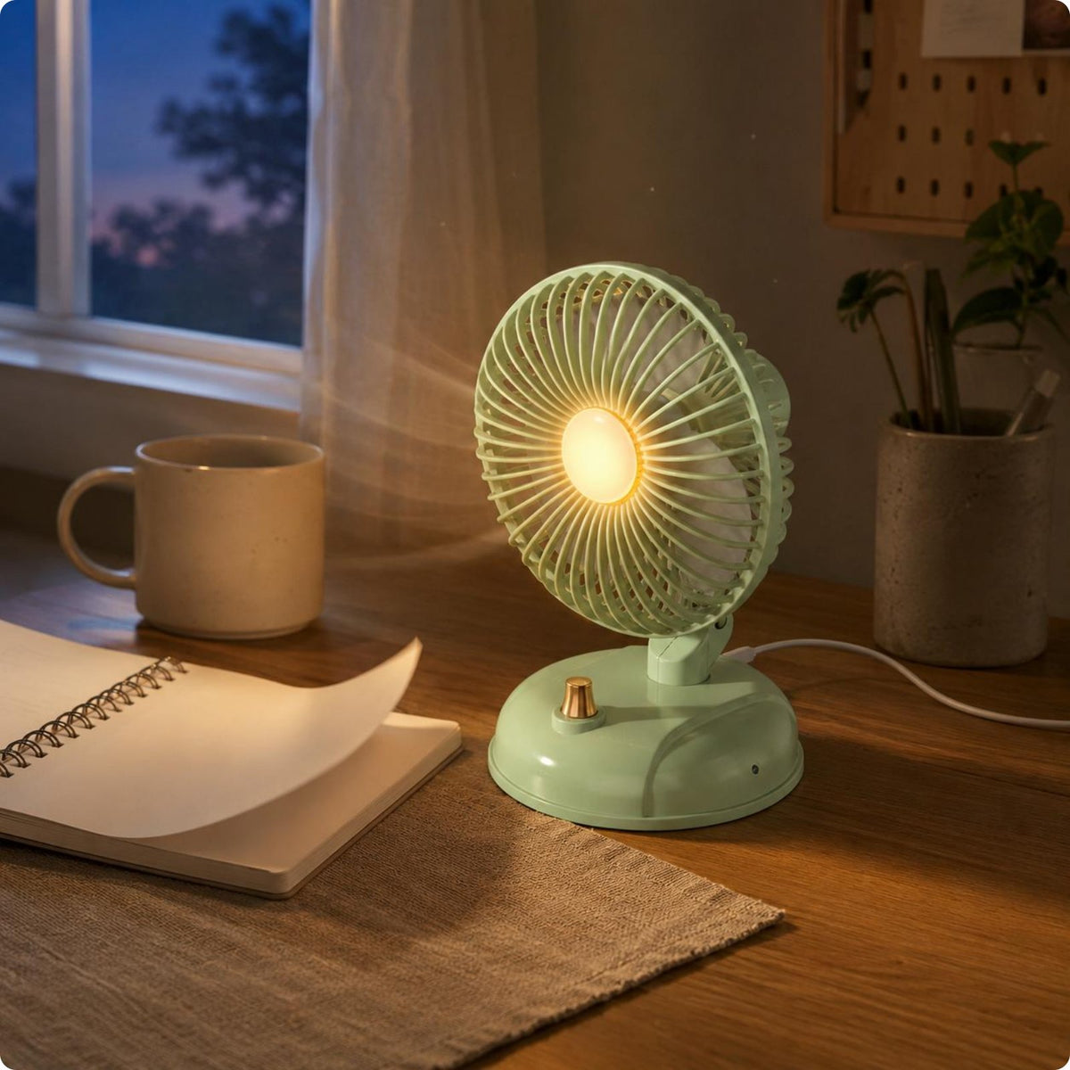 Retro Mini Fan Compact USB Rechargeable Fan Long Battery Life for Office Workers