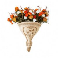Wall Vase with Floral Relief Embossed Wall Vase Decorative for Entryway
