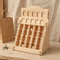 Slanted Storage Rack Stepped Design Wooden Display Rack Freestanding