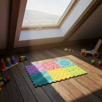 6 Pieces Sensory Foot Silicone Interlocking Sensory Tiles Modular Textured Floor Tiles for Classroom
