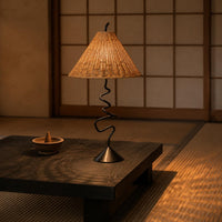 Rattan Table Lamp Artisanal Natural Woven Look Decorative