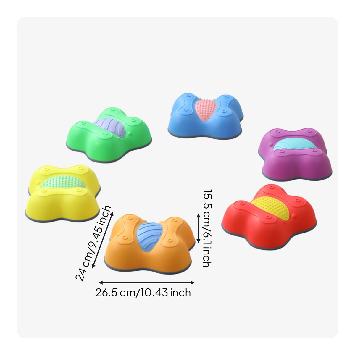 6 Pieces Stepping Stone with Textured Insert Non-Slip Toy Low-Height