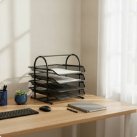 Mesh File Organizer Slanted File Tray Organizer Open Front Desktop Document Tray for Home Workspace