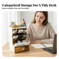 Multi-Compartment Desktop organizer Multiple Compartments for Study Room, household users
