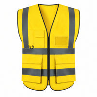 Sleeveless Reflective Safety Vest with Pockets Multi-Pocket Reflective Safety Vest with Zipper Lightweight Skin-Friendly for Construction Workers