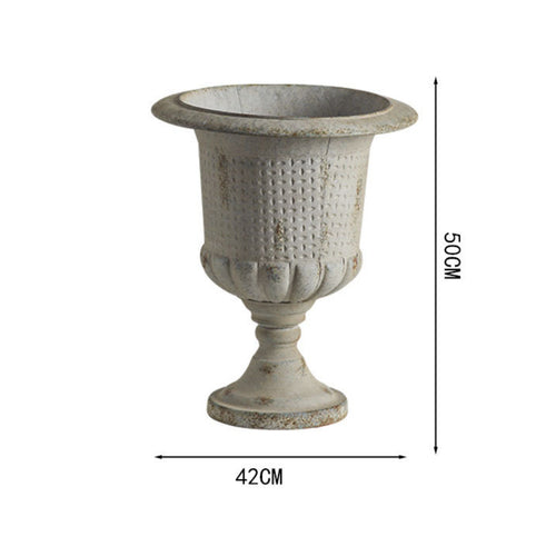 Distressed Iron Planter Ornate Design Vintage Urn Planter Indoor Outdoor Use