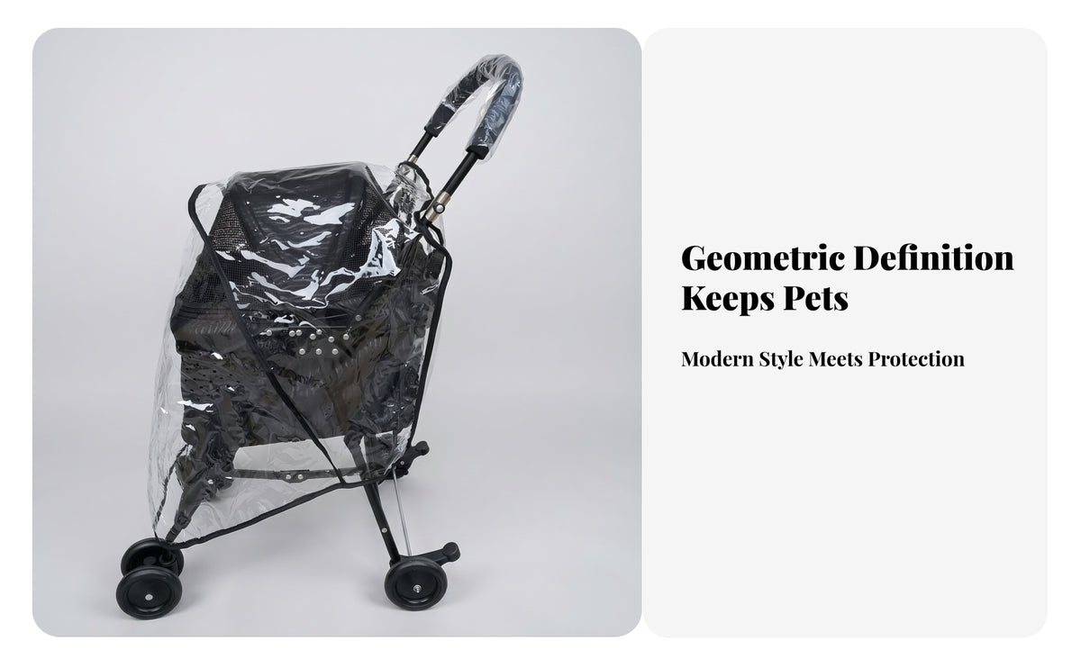 Transparent Clear Stroller Rain Cover Transparent Stroller Cover with Black Trim Waterproof Windproof for Dog Owners, Rainy Days, Outdoor Walks, Travel