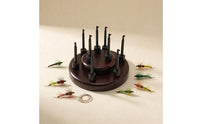 9-Hole Fly Hook Rack Round Fly Hook Display Stand Solid Wood