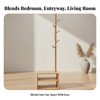 Multi-Functional independentstanding Organizer with Shelves Floor-Standing Bedside Clothes Valet Space-Saving Design Hall Tree Stylish Home Decor for Apartment Dwellers, Homeowners, Bedroom, Entryway, Small Spaces, Dorm Room