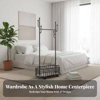 Rolling Clothes stand with Shelves Multi-Functional for spacious Closet, Students