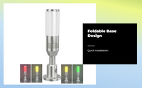 LED alarm tower light, 3-color, sound/light warning, 24V DC