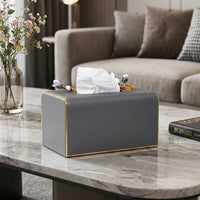 Leather Tissue Case, Gray, Living Room, Rectangular, Stylish, Tissue Cover