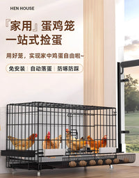 鸡笼子家用室外大号小鸡笼自动清粪母鸡下蛋家用室内养鸡鸭窝防雨 笼子+防雨布+食槽+水槽+脚垫+接粪盘 【带蛋托长100*宽60*高70】+天窗+底部支撑（8-10只）
