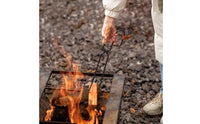 Campfire Fireplace Tongs with Wooden Handle Ergonomic Firewood Tongs Rustproof Firewood Grabber for Barbecue Experts, Campfire