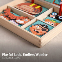 Children's Mind Game Board, 3D Facial Features, Educational Wooden Toy, Early Learning, Cartoon