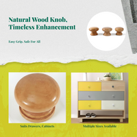 Wooden Cabinet Knob, Mushroom Shape Handle, Natural Wood
