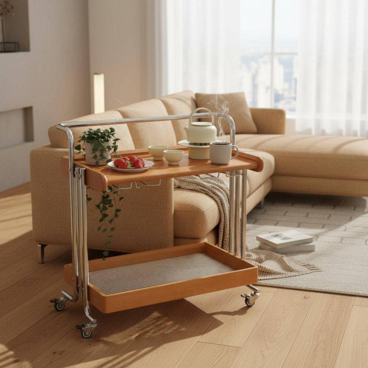 two-levellevel Rolling Stand adaptable Mobile Furniture Easy Assembly for Homeowners
