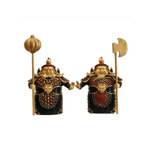 Resin Door God Figurines Traditional Decorative Statue Golden for Grand Opening