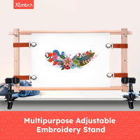 Rotating Wooden Cross Stitch Frame - Adjustable Large Embroidery Hoop Stand for Needlepoint and Sewing