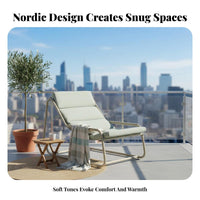 Reclining Design Manual Push-Back Recliner Indoor/Outdoor Use Padded Sling Recliner Space-Saving Lounge Chair Minimalist Design for Readers, Homeowners, Seniors, Balcony, Living Room, Bedroom, Reading Nook