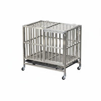 Heavy Duty Dog Cage with Rolling Dog Crate Stainless Steel Kennel Large Pet Enclosure Secure Metal Frame Thickened Construction Suitable for Active Dogs Indoor Outdoor Use Home Travel