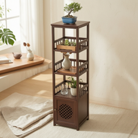 Storage Rack Cabinet Tall Display Rack with Cabinet Freestanding for Hallway