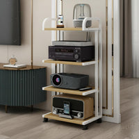 High-fidelity Amplifier Stand Multi-tier Equipment Rack with Rolling Wheels Heavy Duty Audio Shelf Stable Metal Frame Engineered Wood Shelves Suitable for Audiophiles Home Theater Enthusiasts Conference Rooms Office Use