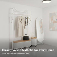 Rolling Mirror with Clothes Rail Bottom Storage Shelf for Dorm Room, Homeowners
