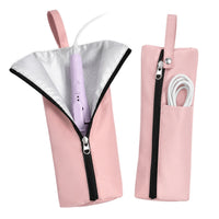 Pink Heat-Resistant Storage Bag for Curling Irons and Hair Dryers, Portable with Hanging Rope