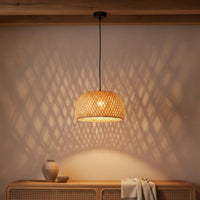 Japanese Style Bamboo Chandelier Southeast Asian Design Woven Bamboo Lampshade LED Bulb Included Indoor Lighting for Restaurant