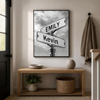 Modern Road Sign Canvas Print Wall Art for Living Room Bedroom Decor