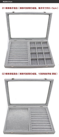 Medium/Large Jewelry Box with Lid, Ice Flower Velvet, for Necklaces, Rings, Earrings, Bracelets, Storage and Display