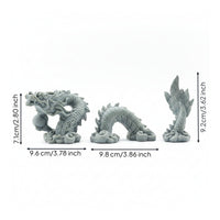 3 Pieces Graphite Gray Dragon Sculpture Imitation Bluestone Dragon Sculpture Set