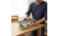 Railway Stop with Canopy Realistic HO Model Railway Station Stop Painted for Hobbyists, Dioramas