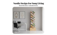 Tree-Shaped Book Rack Narrow Outline Shelving Unit Space-Saving Sturdy Construction for Apartment Dwellers, Kids, Dorm Room