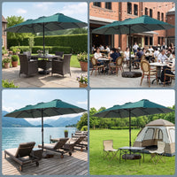 Patio Umbrella with Base Large Double-Sided Umbrella Sturdy for Homeowners, Cafe Owners, Backyard, Poolside