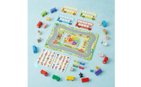 56 Pieces Family Bus Board Game Educational Board Game with Play Mat Interactive Cartoon for Kindergarten
