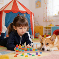 Multicolor Circular Stacker Stacking Toy Early Education Wooden Disc Stacker Quality Wood Stacking Toy for Preschoolers, Classroom